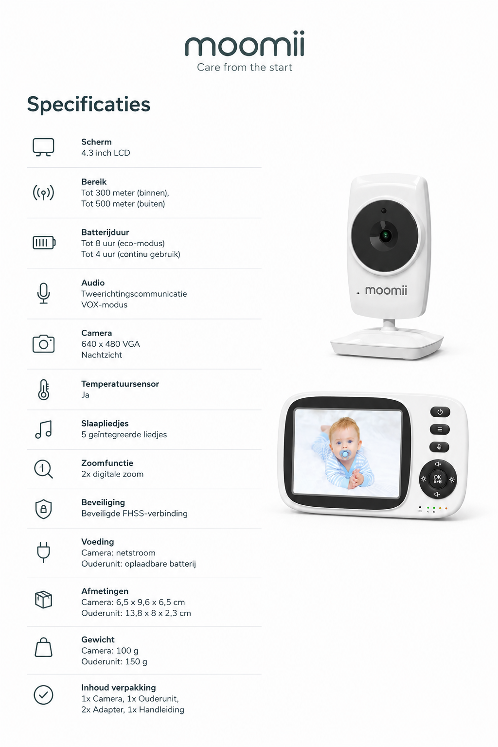 Moomii Babyfoon met Camera & Nachtzicht